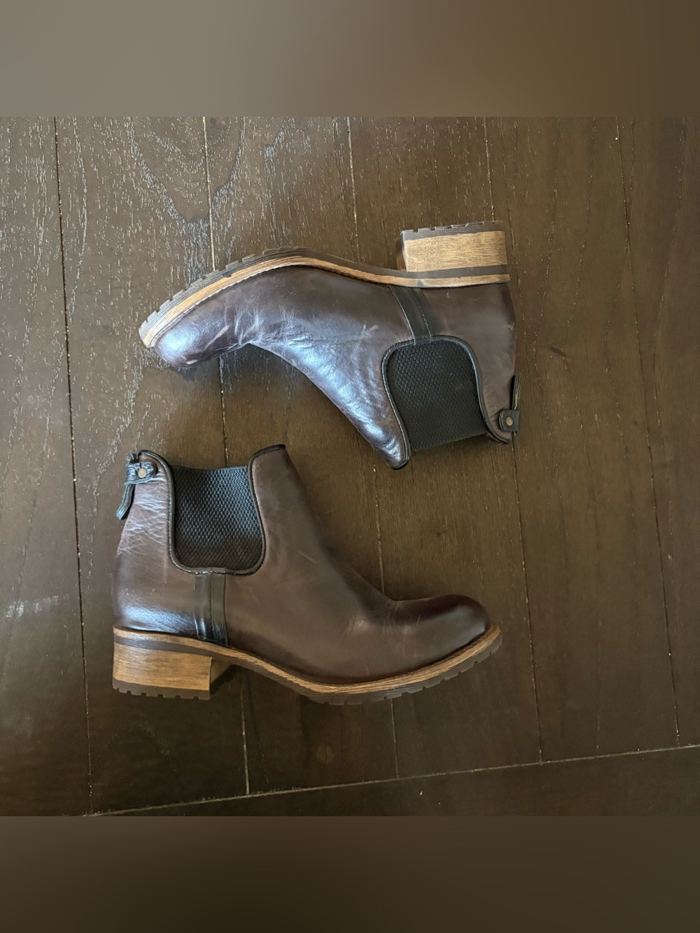 Bueno Classic Chocolate Brown Leather Heel Chelsea Boots Women’s Size 38
